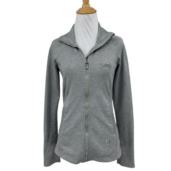 Under Armour Jacket Women Small Gray Fitted Coldgear Zip Up Desert Mountain Logo - Picture 1 of 12
